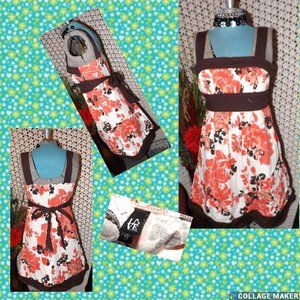 Love Tease Orange White Brown Flower Print Dress